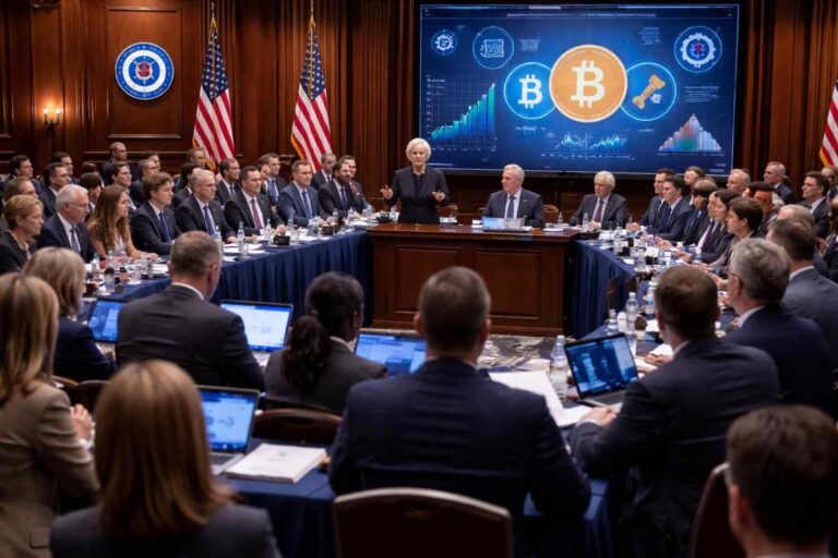 Democrats discuss the Clarity Act in a major meeting. Learn how stable coin rules and OCC guidance impact crypto markets today.