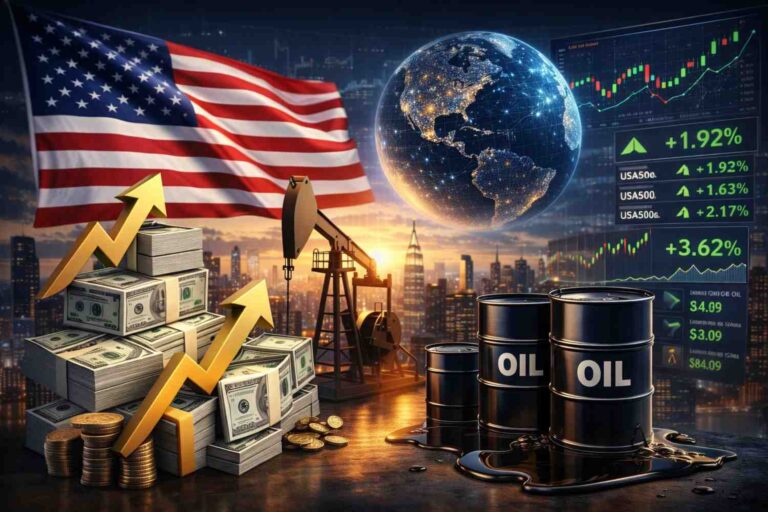 Read our US market update today on surging oil prices, Dow futures, and Bitcoin resilience amid global market shifts.