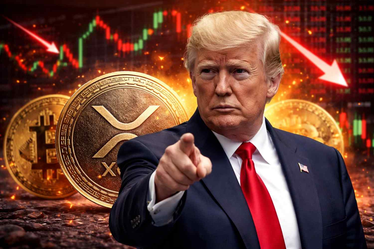 President Trump issues an Iran ultimatum. This move causes immediate price drops for XRP and Bitcoin in global crypto markets.